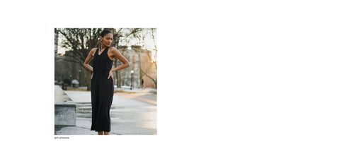 All	Technical, wide legged, dark navy jumpsuit by ADAY