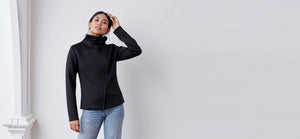 Neoprene black jacket with asymmetric zip - technical apparel by ADAY