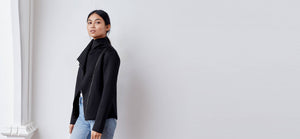 Neoprene black jacket with asymmetric zip - technical apparel by ADAY