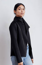 Neoprene black jacket with asymmetric zip and
ribbed sleeves - technical apparel by ADAY