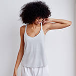 Technical silk camisole with adjustable straps, perfect for travel. Designed by ADAY