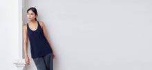 Midnight technical silk tank top with laser cut ventilation