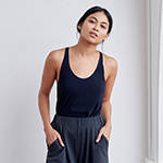 Midnight technical silk tank top with laser cut ventilation
