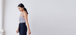 Breton striped technical silk inspired tank top - technical apparel by ADAY