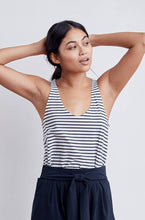 Breton stripe silk tank top - quick dry and wrinkle free silk - technical apparel by ADAY