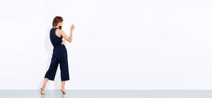 Technical, wide legged, dark navy jumpsuit by ADAY