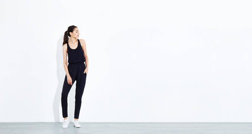Workout jumpsuit with rose gold zipper - technical apparel by ADAY