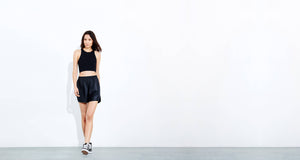 Black wetlook shorts with bonded seams - technical apparel by ADAY