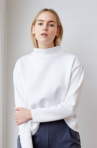 White recycled neoprene sweatshirt - technical apparel by ADAY