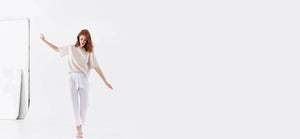 White Technical Silk Crepe Pants by ADAY – wrinkle free, breathable and sweat-wicking.