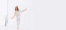 White Technical Silk Crepe Pants by ADAY – wrinkle free, breathable and sweat-wicking.