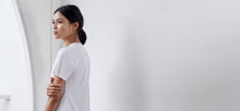 White silk inspired t-shirt with bonded seams - technical apparel by ADAY