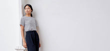Striped silk inspired t-shirt with bonded seams - technical apparel by ADAY