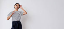 Striped silk inspired t-shirt with bonded seams - technical apparel by ADAY