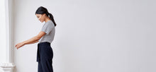 Striped silk inspired t-shirt with bonded seams - technical apparel by ADAY