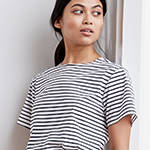 Striped silk inspired t-shirt with bonded seams - technical apparel by ADAY