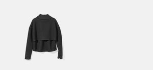 Black technical modal sweatshirt with laser cut bonded collar and vented back panel by ADAY