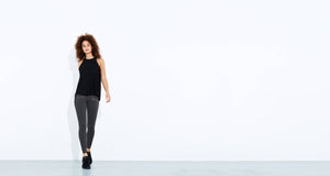 Grey wetlook leggings with phone pocket - technical apparel by ADAY