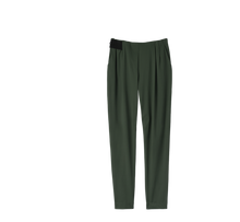 Technical Tailored Pants with elastic waist band, draped front, pockets + cuffed ankles