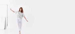 Cloud colored, recycled, reversible kimono style scuba jacket made from 41 recycled water bottles.