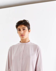 Rose colored technical button shirt w/ side pleats