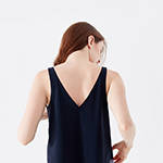 Got the Scoop Tank in Midnight colored technical silk with bonded hems and a v-shaped neckline