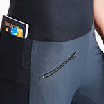 technical leggings with bonded seams, gunmetal zippers + a side phone pocket