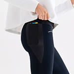 technical leggings with bonded seams, gunmetal zippers + a side phone pocket