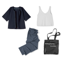 Experiments in Conscious Design Capsule Uniform including the Waste Nothing Jacket, the Got the Scoop Tank + the Easy Days Pants