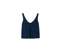 Got the Scoop Tank in Midnight colored technical silk with bonded hems and a v-shaped neckline