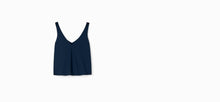 Got the Scoop Tank in Midnight colored technical silk with bonded hems and a v-shaped neckline