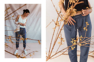 Mineral Technical Silk Crepe Pants by ADAY – wrinkle free, breathable and sweat-wicking.