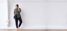 Technical Tailored Pants with elastic waist band, draped front, pockets + cuffed ankles