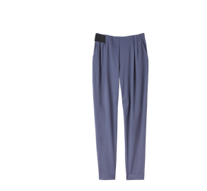Technical Tailored Pants with elastic waist band, draped front, pockets + cuffed ankles