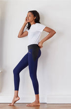 Navy wetlook leggings with phone pocket - technical apparel by ADAY